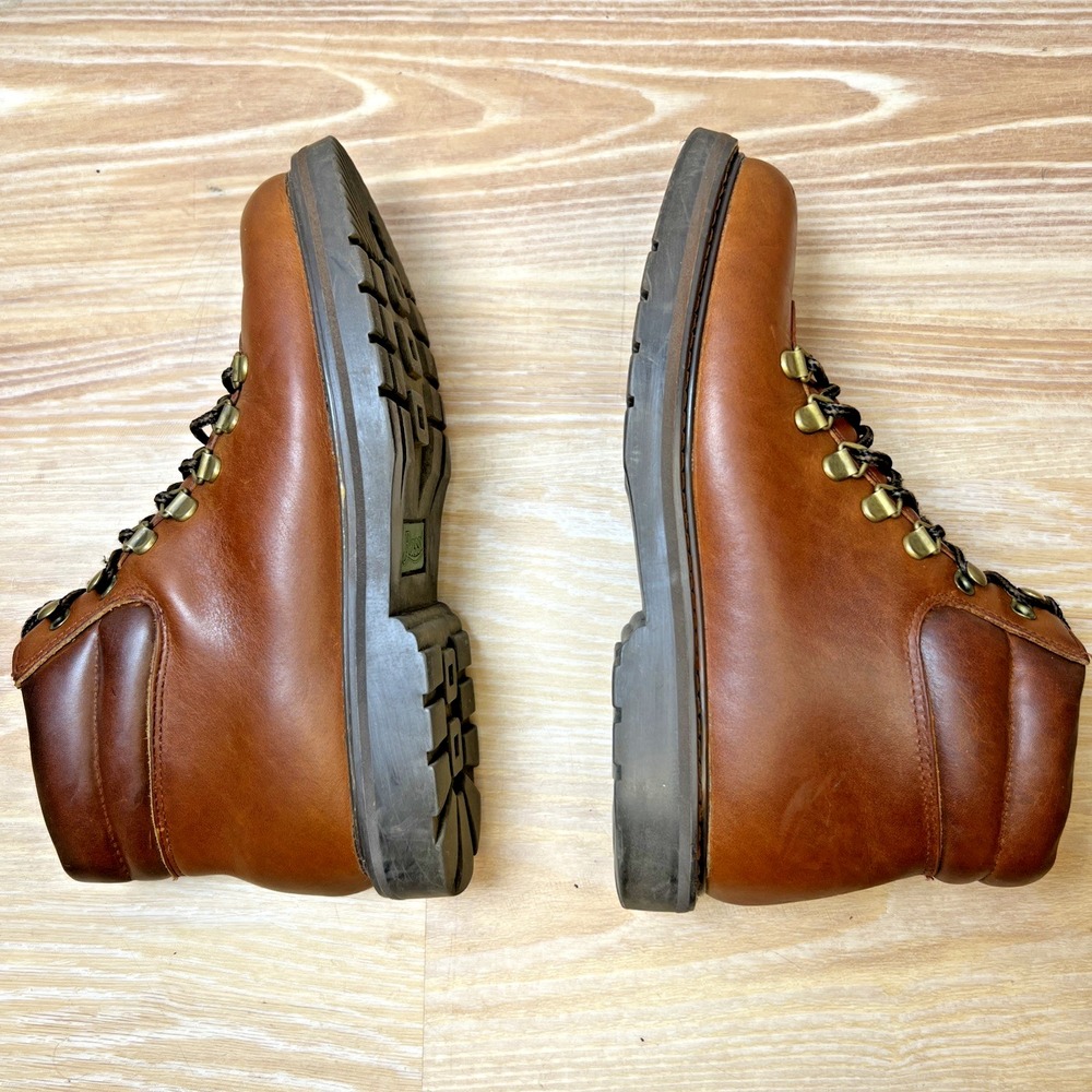 Bass Cognac Leather Alpine Hiking Boots Womens 8 Gorpcore D-Ring Lace Up Vintage - Picture 6 of 11